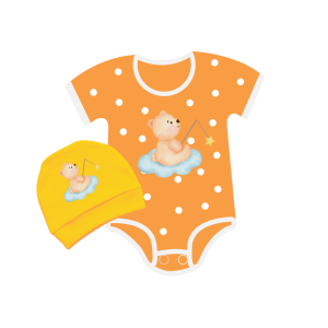 Molde em PDF body manga curta e touca para bebê de 1 a 18 meses