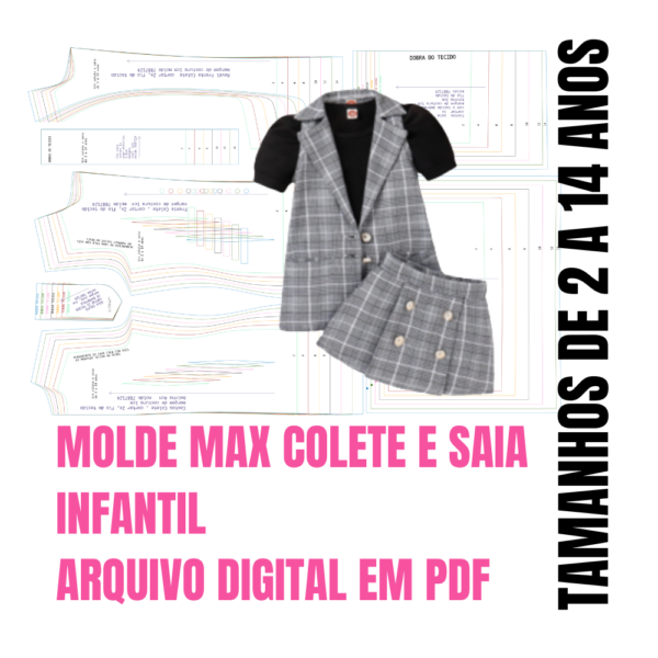 Molde 78 Max colete e saia infantil molde em PDF +Max colete e saia infantil molde em PDF +saia +colete